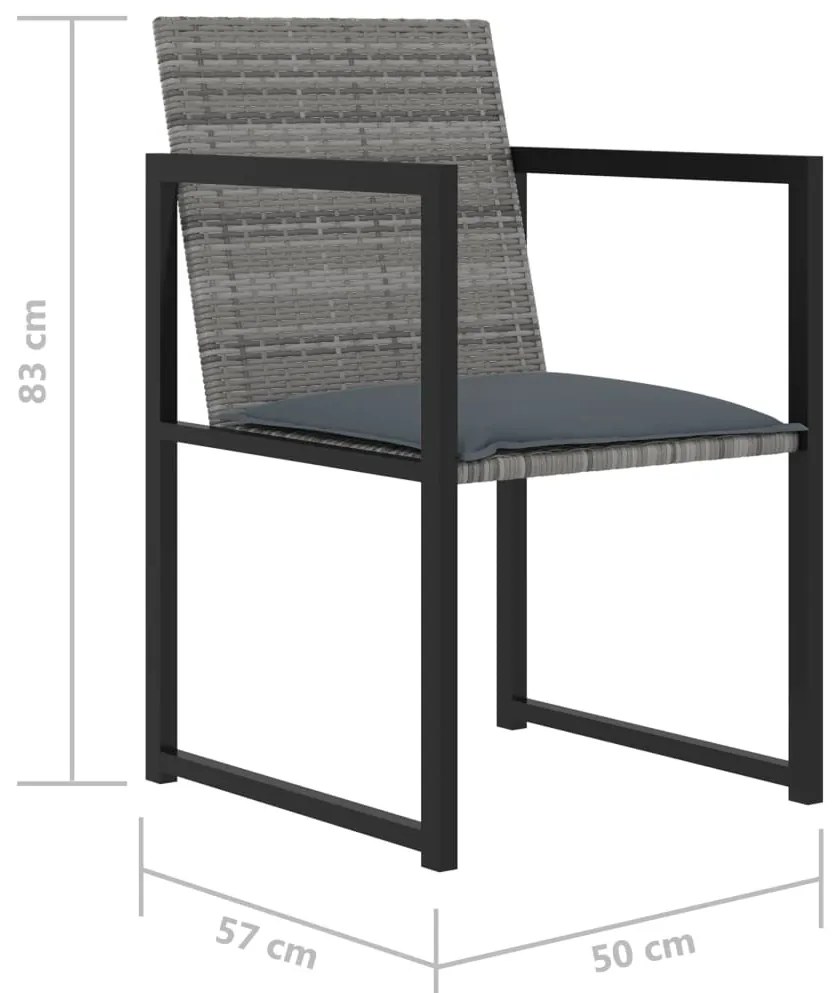 Set da Pranzo da Esterno 9 pz con Cuscini in Polyrattan Grigio