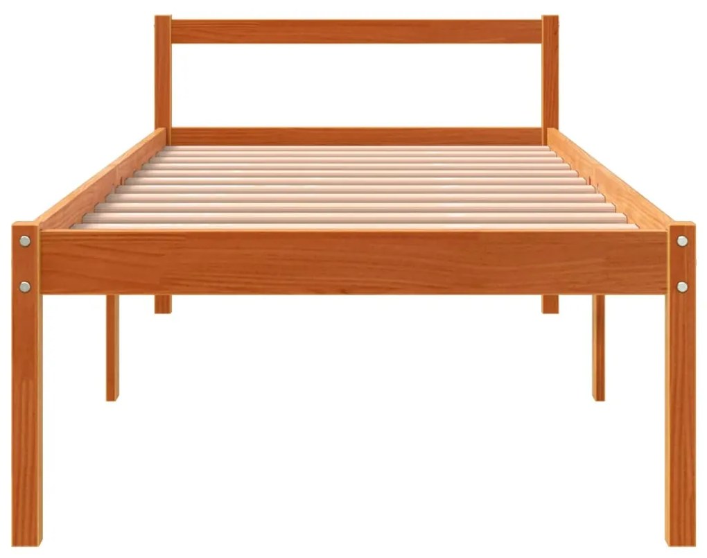 Letto per Anziani Marrone Cera 90x190 cm Legno Massello di Pino