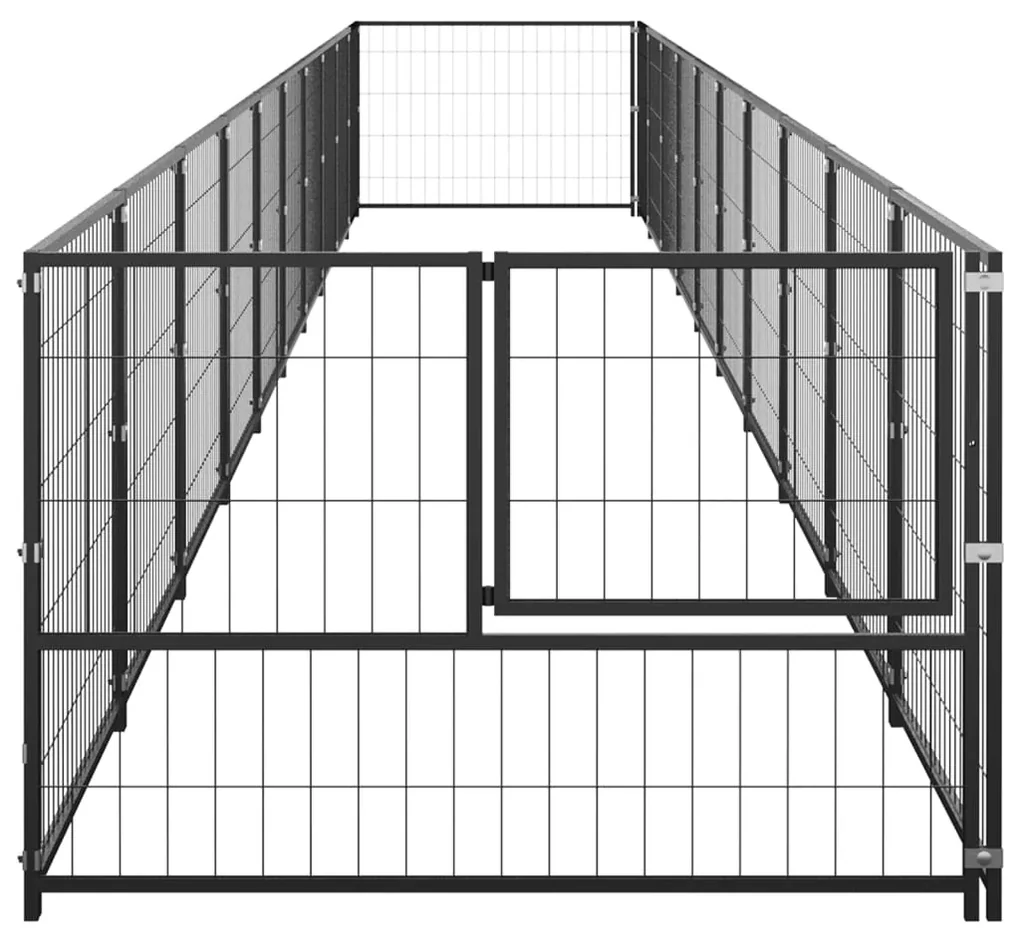 Gabbia per cani nera 10 m² in acciaio