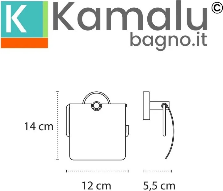 Kamalu - Porta rotolo coperto in acciaio inox lucido e dettagli in ABS nero | NICO-N