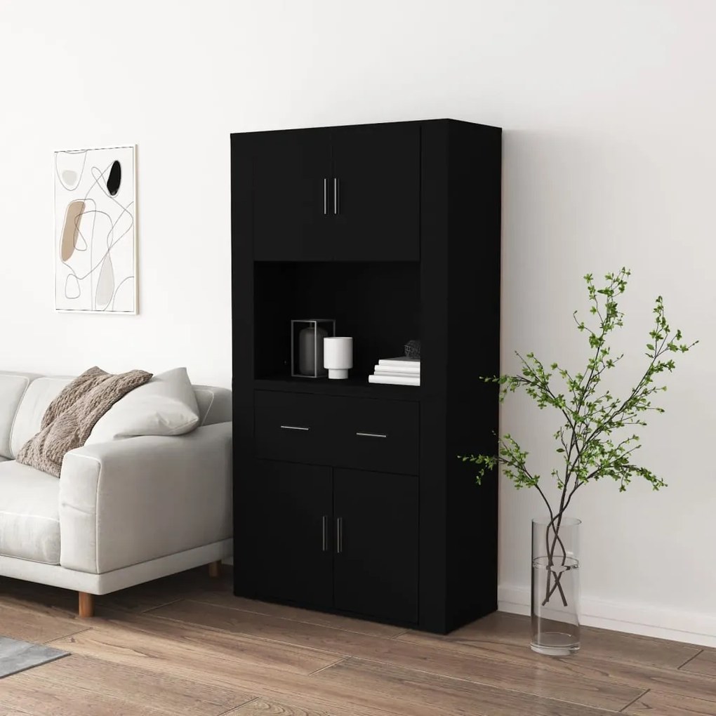Credenza Nera İn Legno Multistrato /