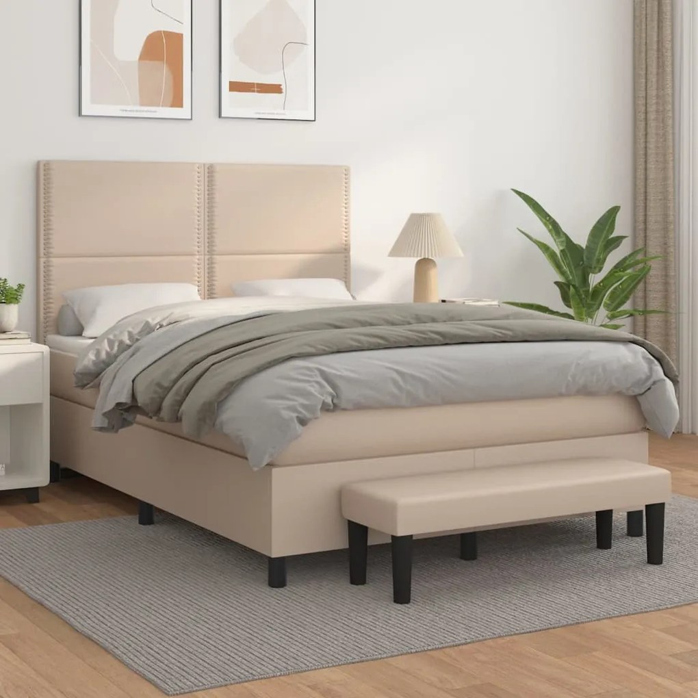 Giroletto A Molle Con Materasso Cappuccino 140x190cm Similpelle /