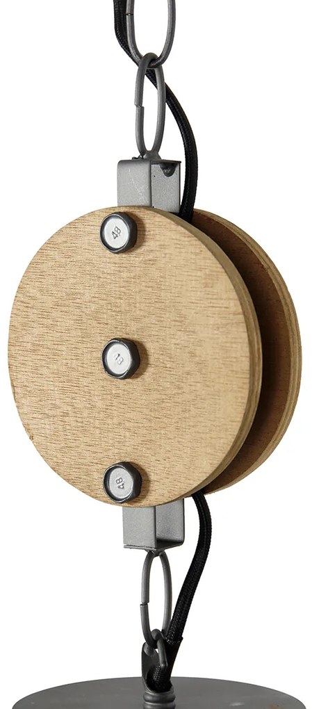 Lampada a sospensione intelligente grigio scuro con legno 34 cm incl. Wi-Fi G95 - Arthur