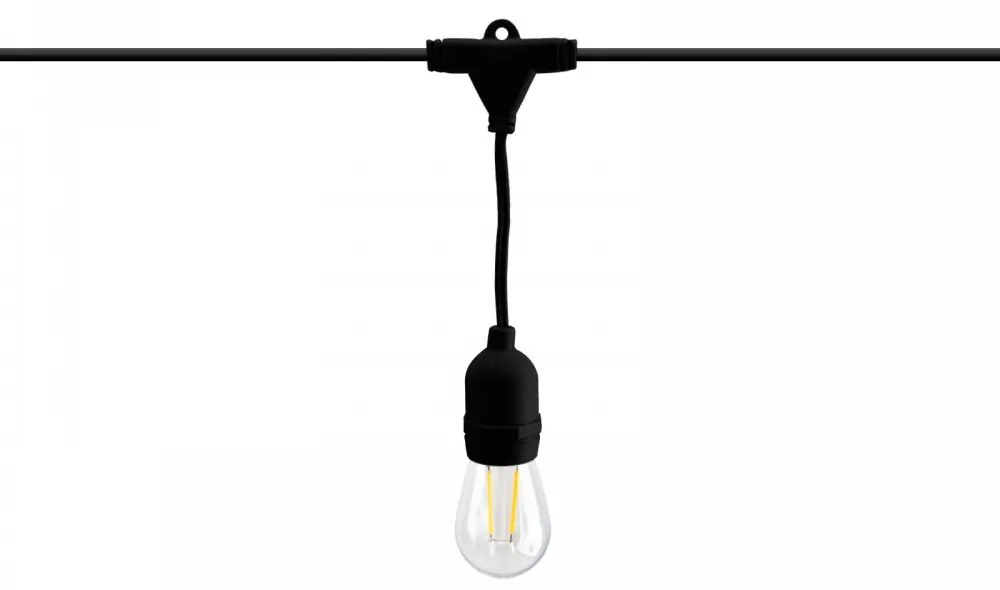 Catenaria IP65 da 10m con 10 Portalampada E27 Nero Colore del corpo Nero