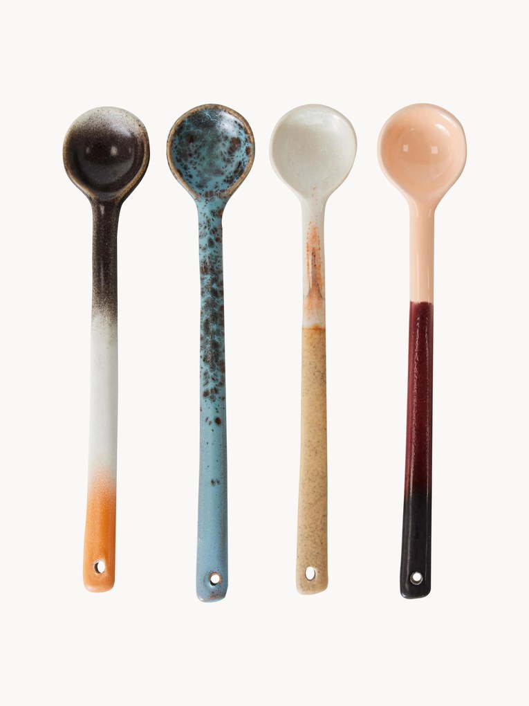 Set di 4 cucchiai fatti a mano con smalto reattivo 70's