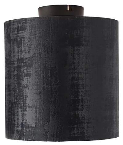 Plafoniera velluto nero opaco paralume nero 25 cm - Combi