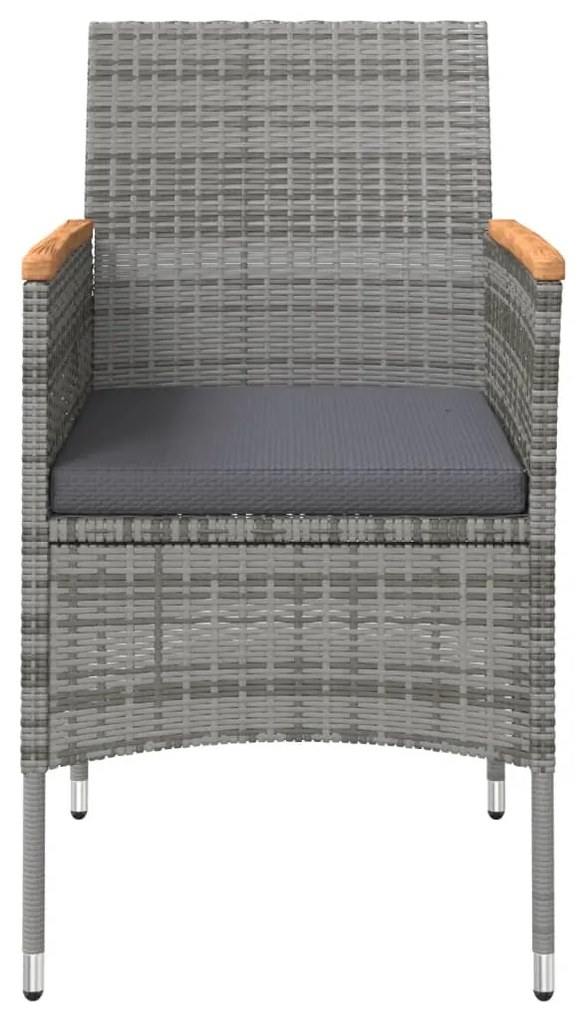 Set da pranzo da giardino 7 pz con cuscini grigio e nero