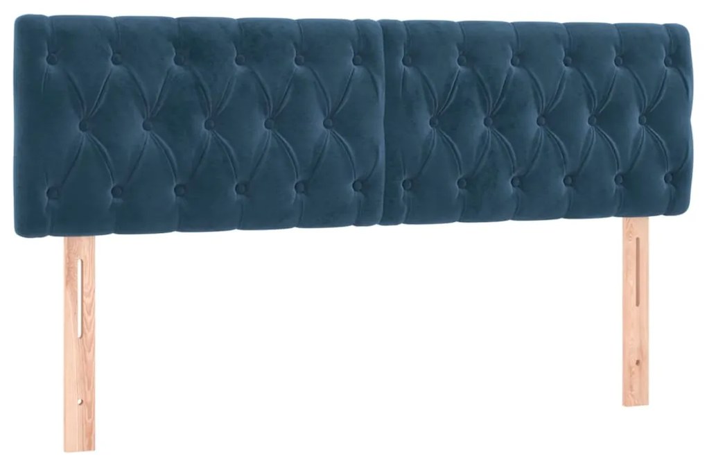 Testiera a led blu scuro 144x7x78/88 cm in velluto