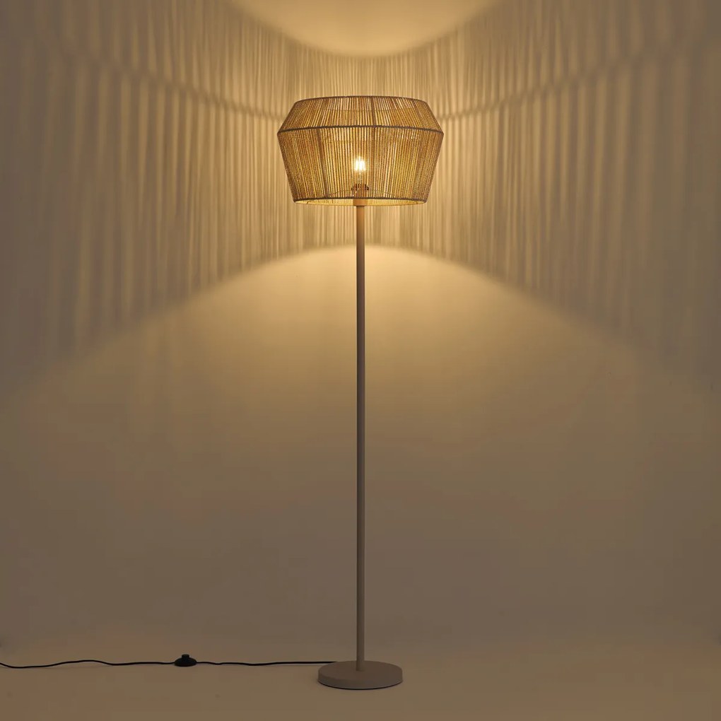 Lampada da terra beige con paralume in corda di carta 50/50/30 - Simplo