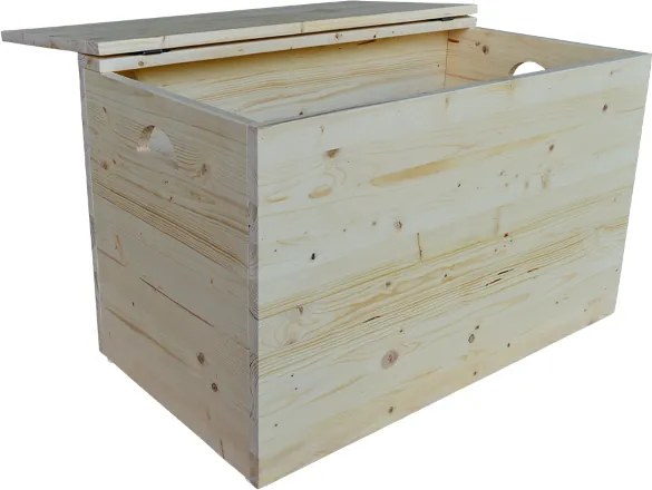 Cassapanca pouf contenitore in legno massello NATURALE cm 78