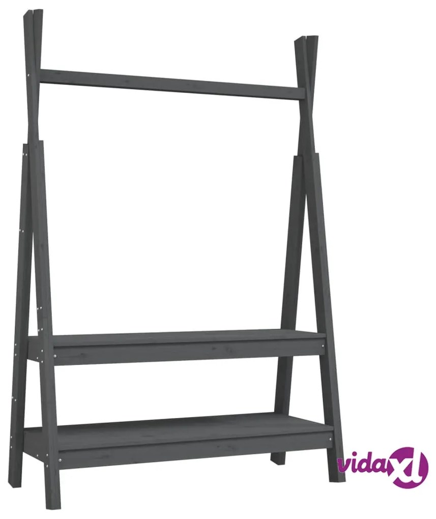 vidaXL Appendiabiti Grigio 100x45,5x150 cm Legno Massello di Pino