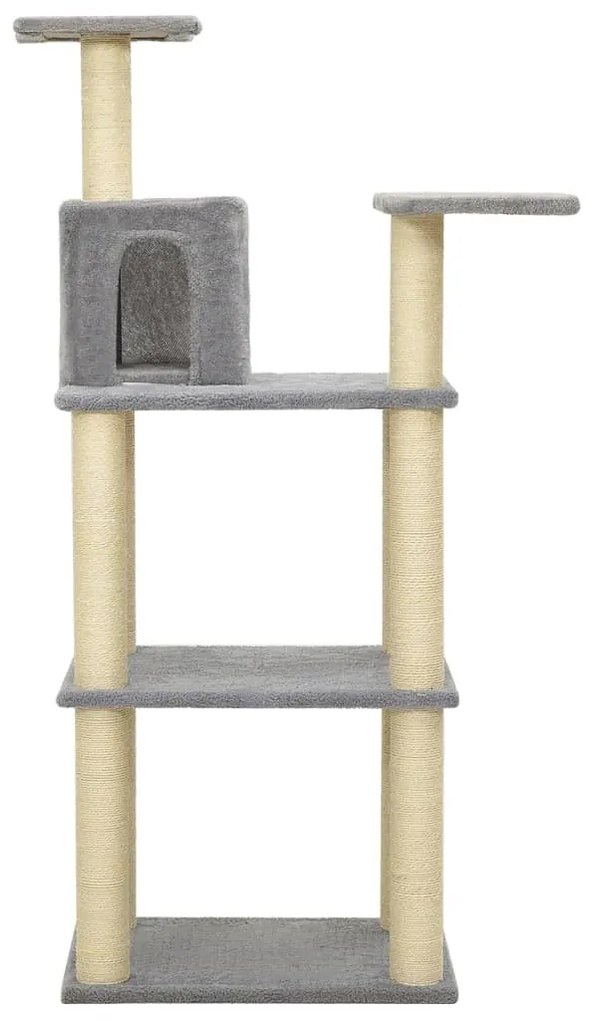Albero per gatti con tiragraffi in sisal grigio chiaro 119 cm