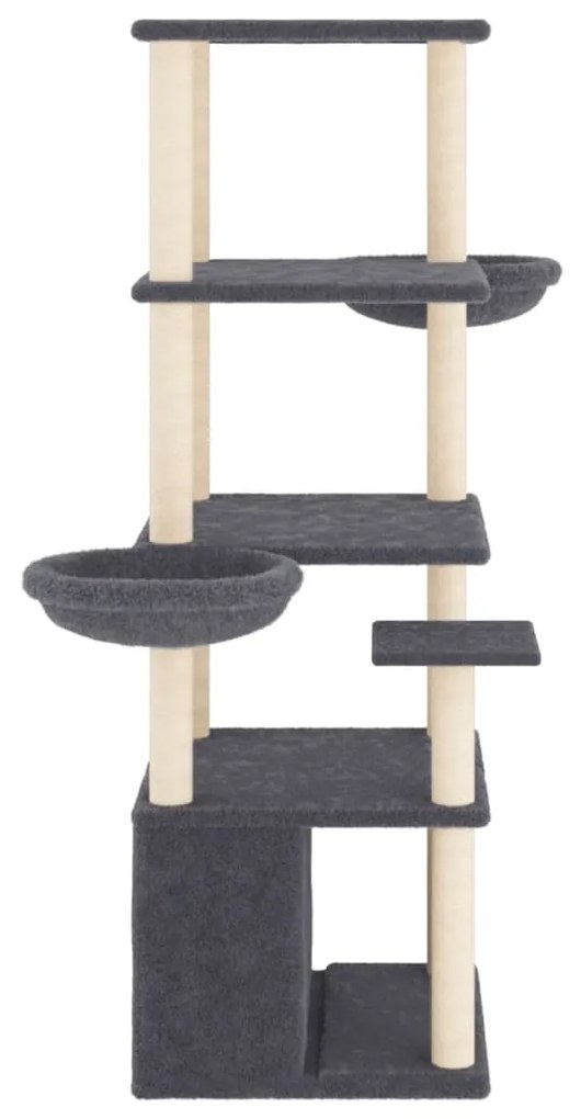 Albero per gatti con tiragraffi in sisal grigio scuro 147 cm
