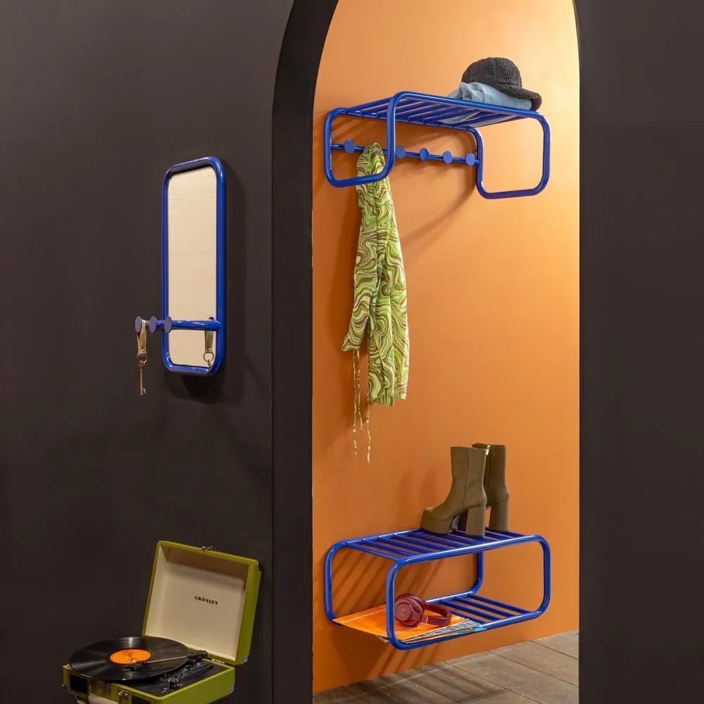 Scarpiera blu in metallo da parete 72x28x35 cm Retro – Spinder Design