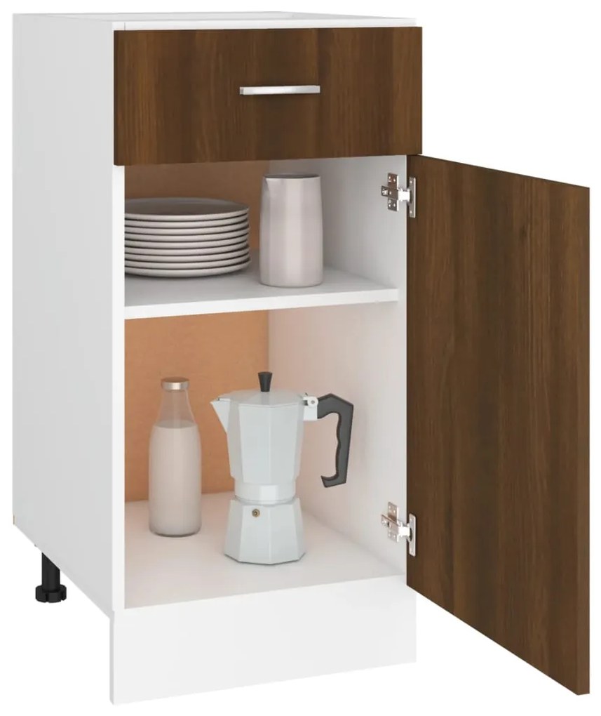 Mobile con cassetto rovere marrone 40x46x81,5 legno multistrato