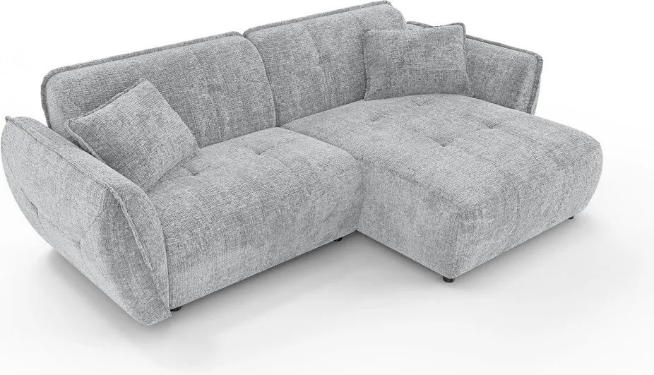 Divano angolare grigio chiaro (con penisola a destra/con chaise lounge) con rivestimento in ciniglia Nelia – Ropez