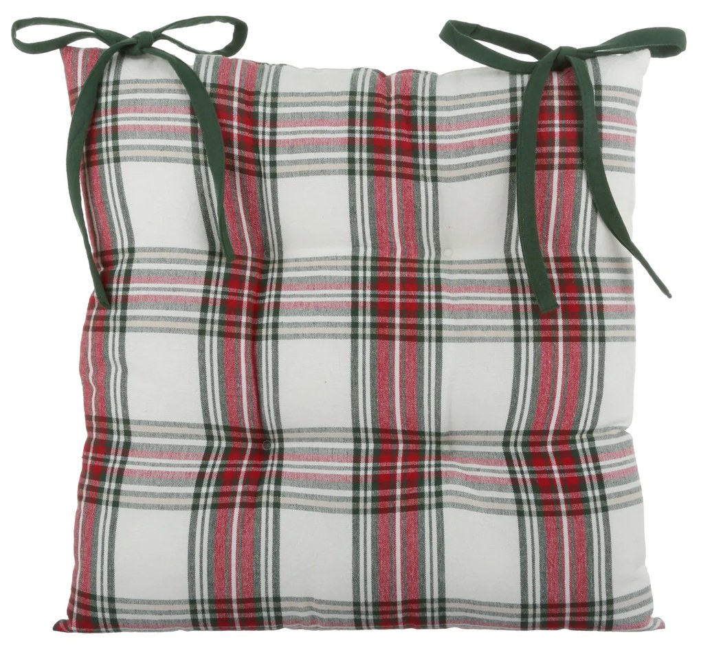 Cuscino sedia natalizio tartan bianco 40x40 cm