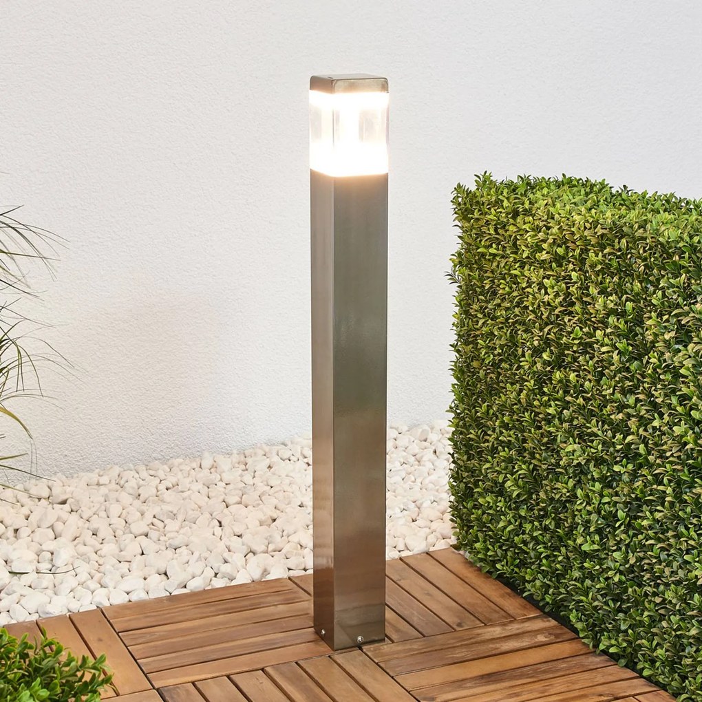 Lindby Baily - lampione in acciaio inox con LED