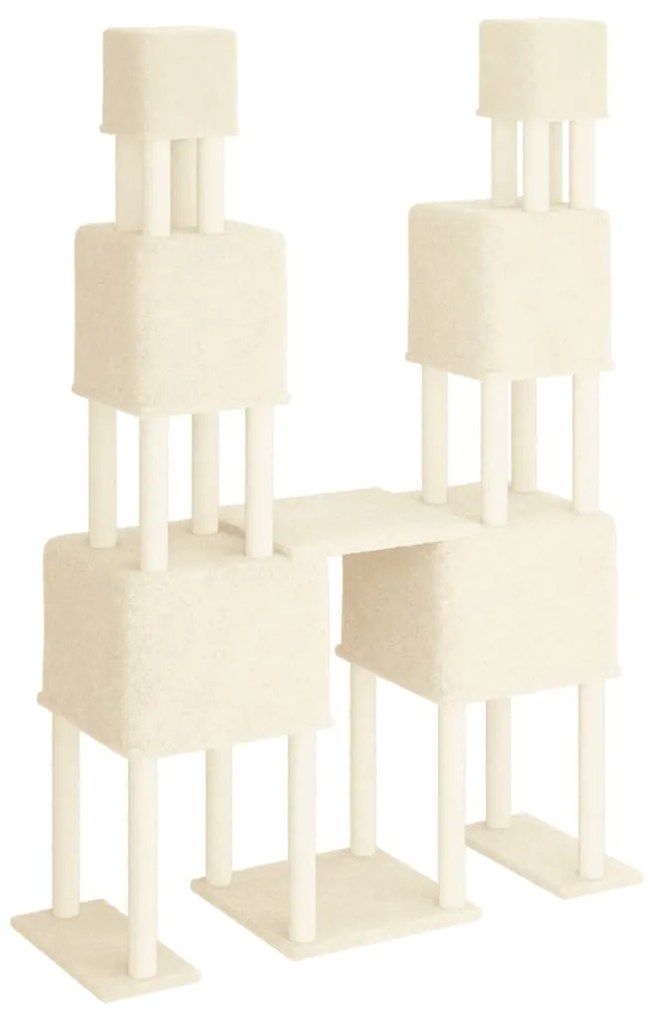 Albero per gatti con tiragraffi in sisal crema 199 cm
