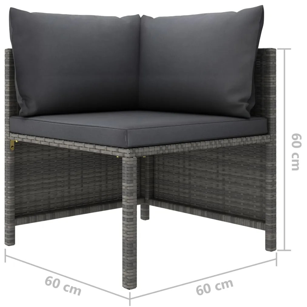 Set Divani da Giardino 8 pz con Cuscini in Polyrattan Grigio