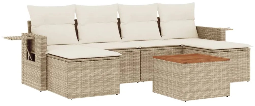 Set Divani da Giardino 7 pz con Cuscini Beige in Polyrattan