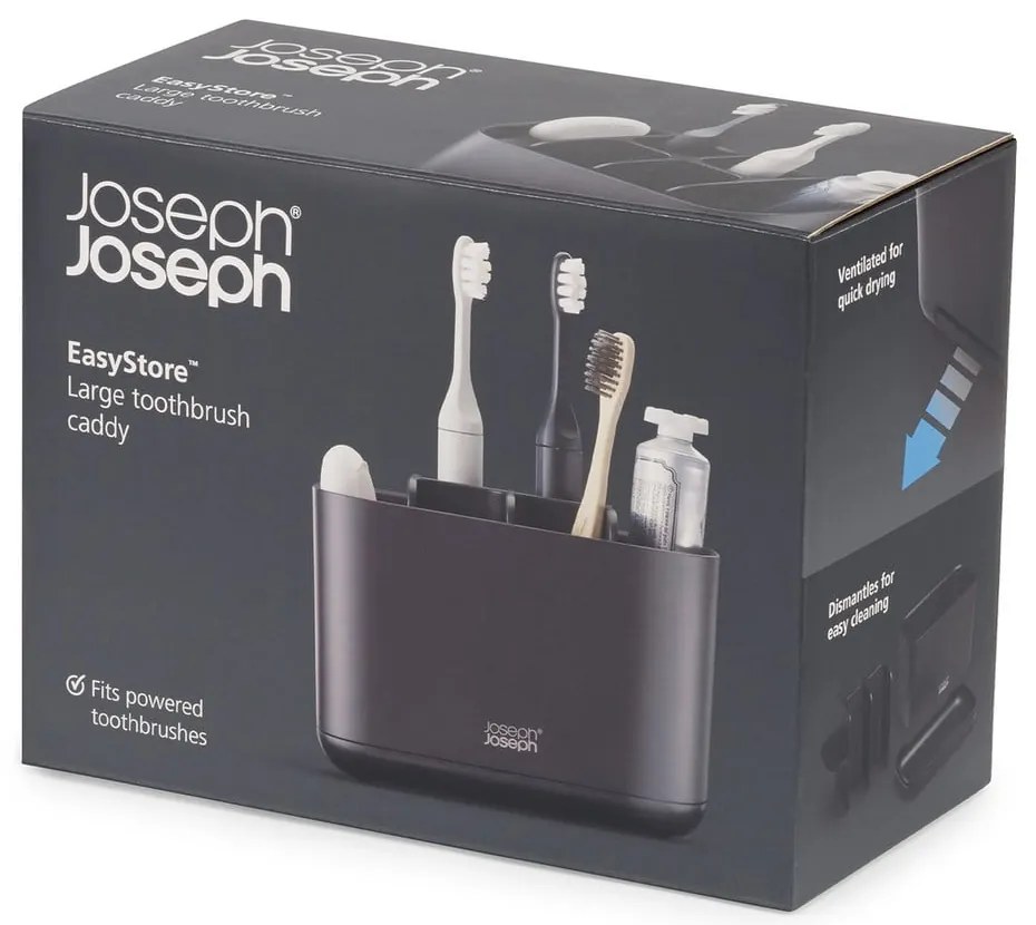 Portaspazzolini in plastica nero EasyStore - Joseph Joseph