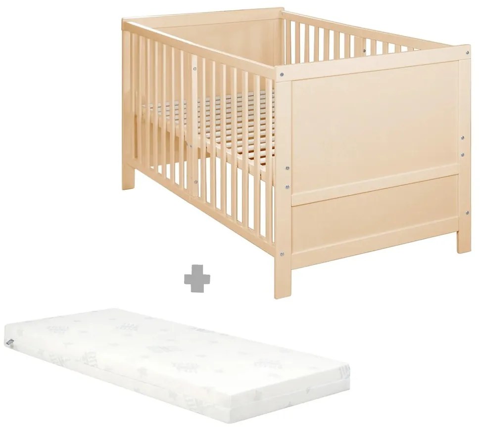 Lettino di colore naturale con sponde rimovibili e altezza regolabile 70x140 cm Easy Sleep – Roba