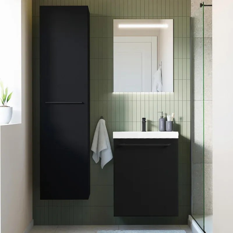 Mobile sottolavabo e lavabo Remix per vasca centrale nero opaco L 45 x H 58 x P 33 cm, 1 anta