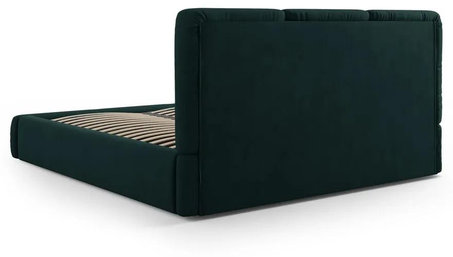 Letto matrimoniale imbottito verde scuro con contenitore a griglia 180x200 cm Brody - Mazzini Beds