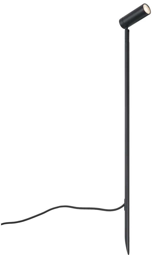 Faretto a picchetto nero 80 cm con LED regolabile IP65, cavo e spina - Carl