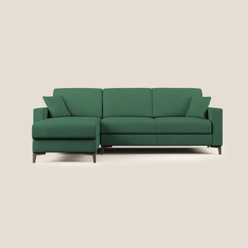 Kafka divano letto angolare in morbido tessuto impermeabile T02 verde