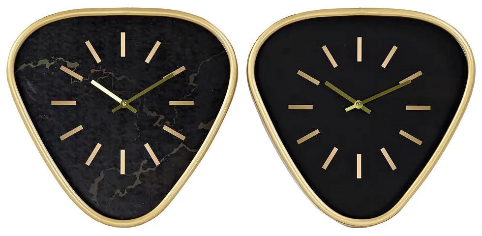 Orologio da Parete DKD Home Decor Nero Metallo Dorato (2 pezzi) (40 x 6 x 38 cm)
