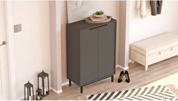 Scarpiera Da Ingresso Multiripiano 72x36x105 A 2 Ante Con Piedini Argo Antracite