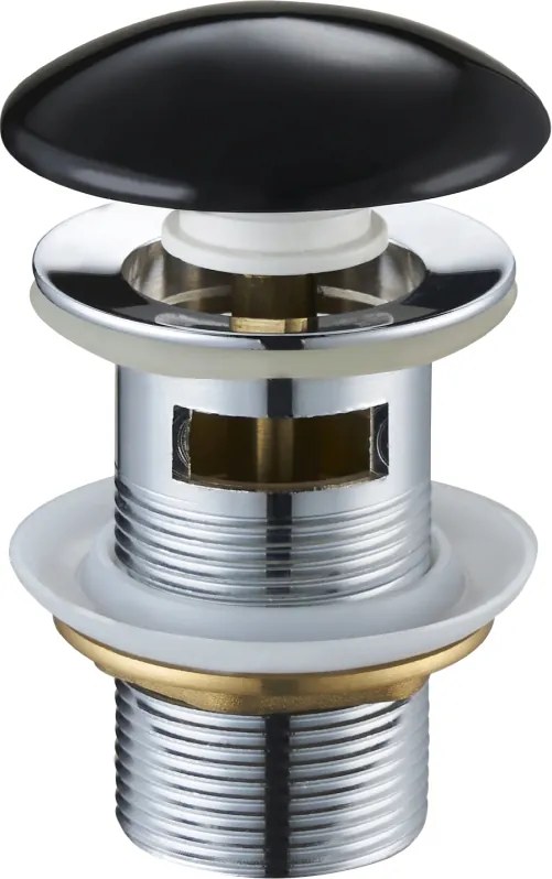 Mexen tappo clic-clac rotondo con troppopieno, ceramica nera - 79920-75