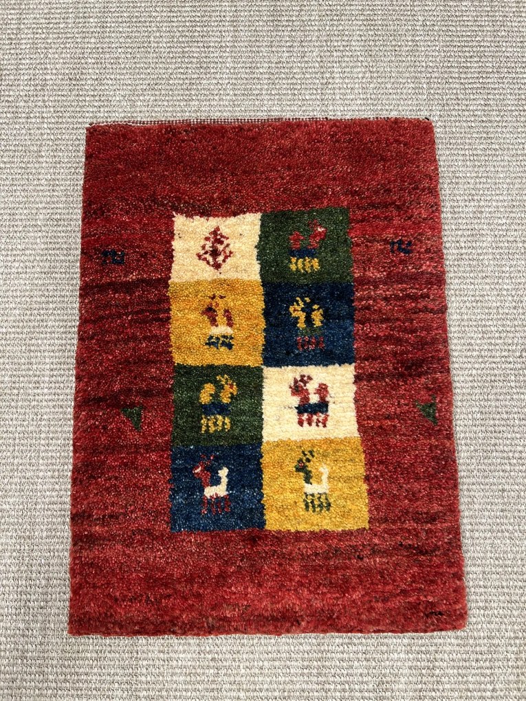Gabbeh Tappeto 40 x 60 Rosso (Iran) Annodato A Mano