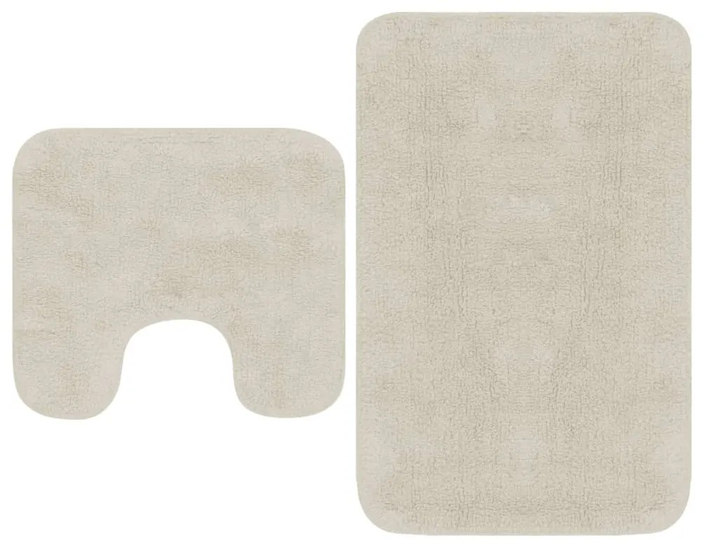 Set Tappetini Per Bagno 2 Pz İn Tessuto Bianco /
