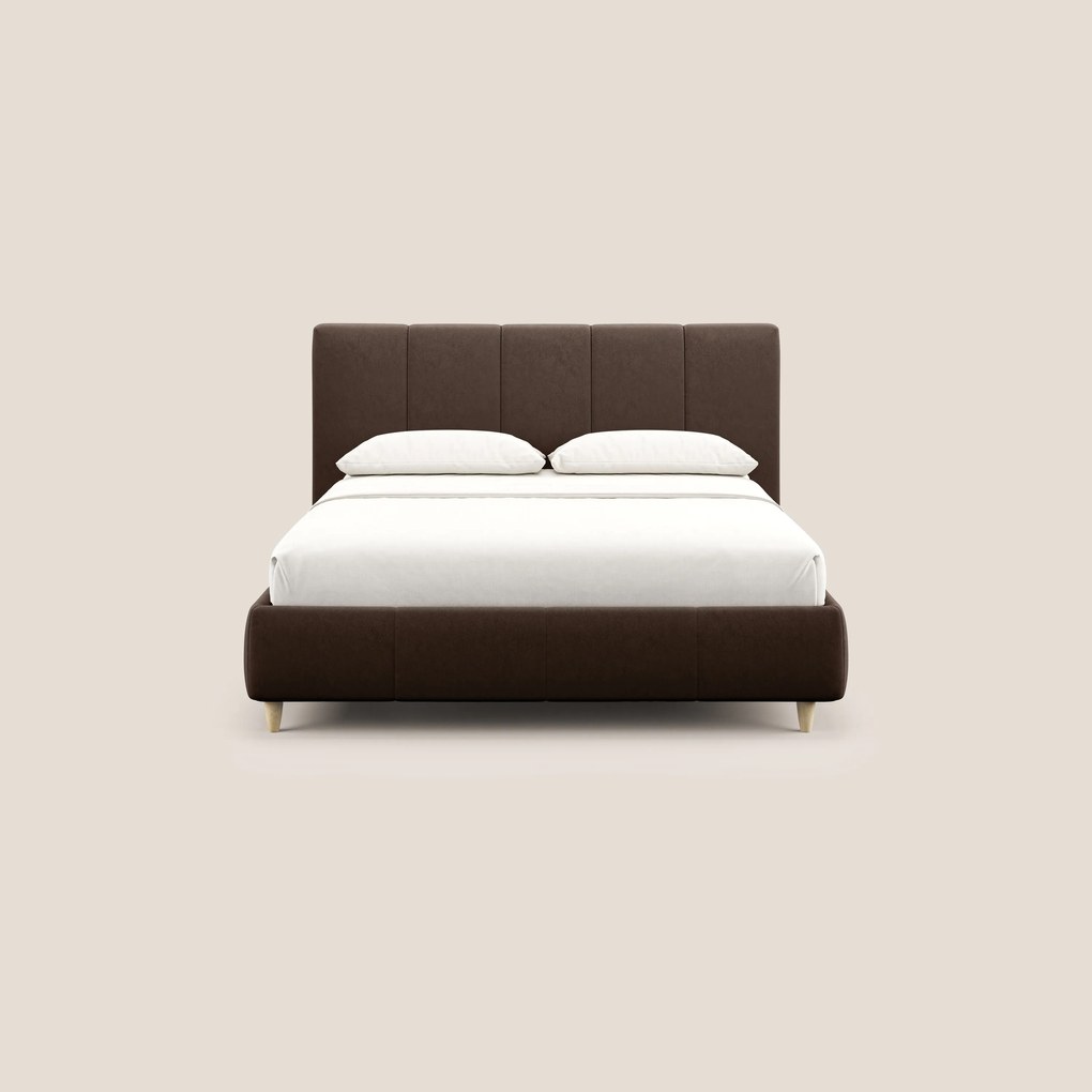 Laura letto imbottito contenitore e sfoderabile in microfibra velluto impermeabile T09