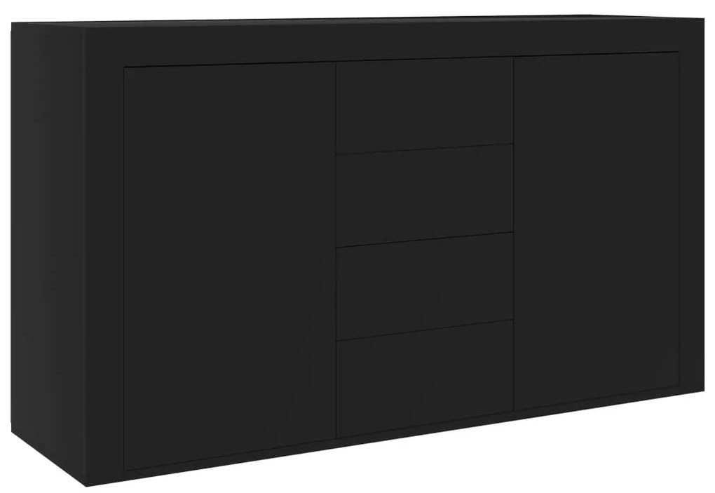 Credenza Nera 120x36x69 cm in Legno Multistrato