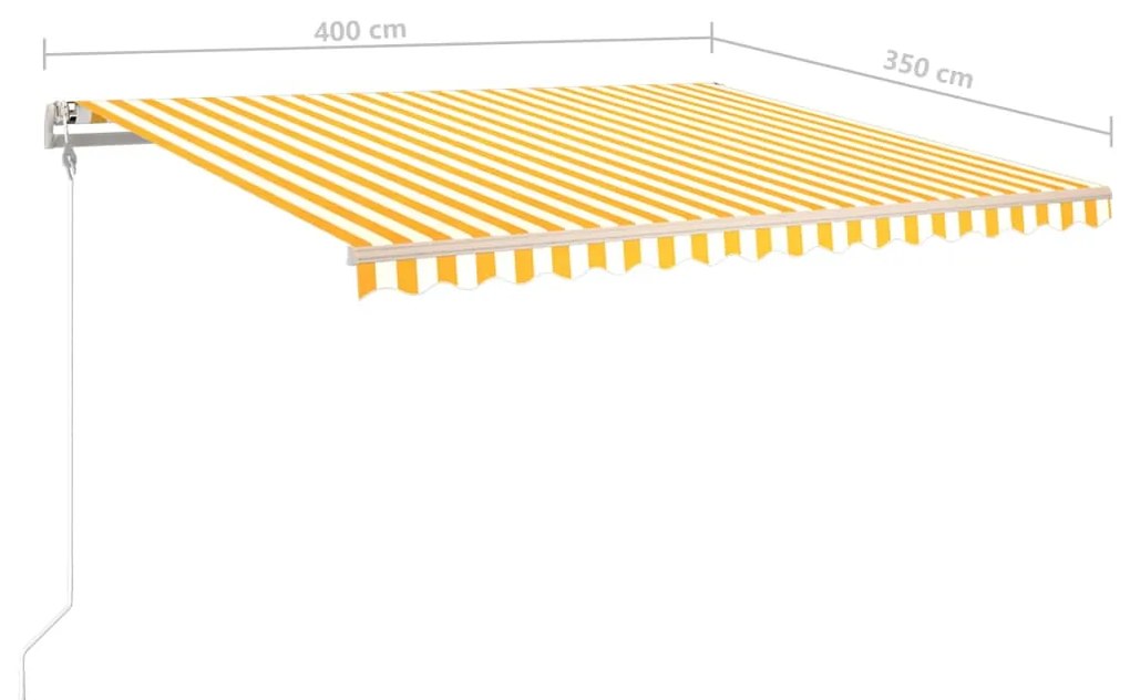 Tenda da Sole Retrattile Manuale con LED 4x3,5 m Gialla Bianca