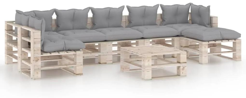 Set divani da giardino pallet 8 pz con cuscini in legno di pino