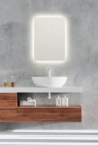 Luna specchio da parete rettangolare retro-illuminato 50x70cm led 3...