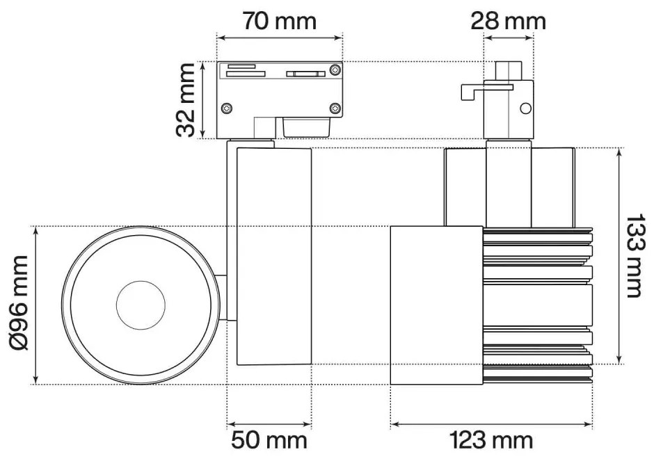 Faretto LED 40W per Binario Monofase, CRI92, 125lm/W, 100° - Bianco Colore Bianco Freddo 6.000K