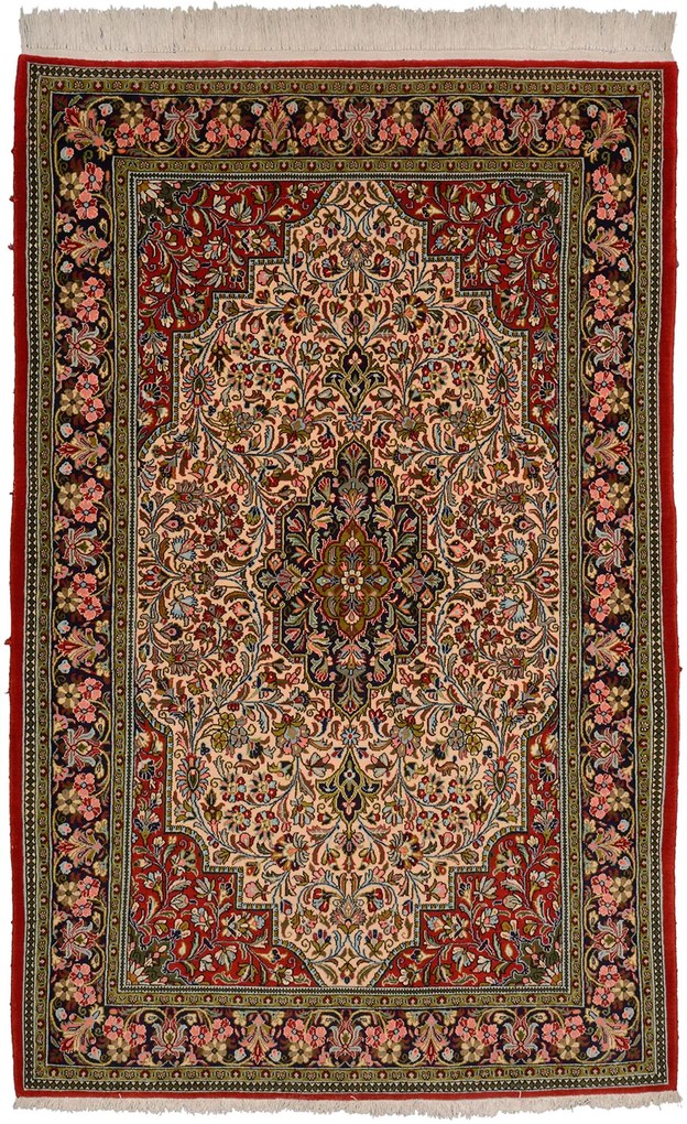 Ghom Tappeto 140 x 220 Beige (Iran) Annodato A Mano
