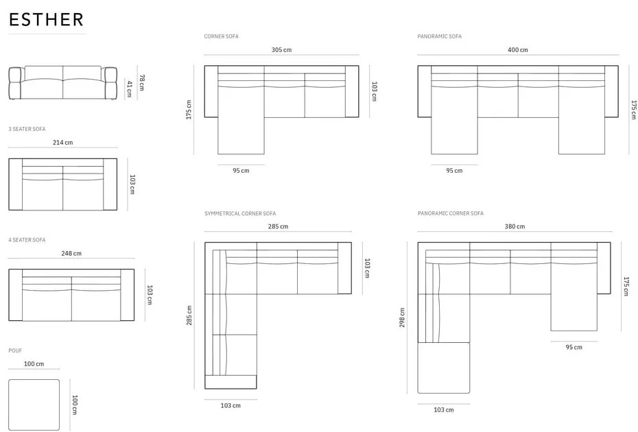 Divano beige 214 cm Esther - Milo Casa