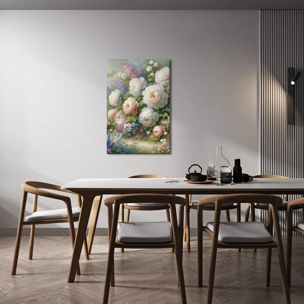 Quadro su tela – Giardino pieno di peonie e fiori estivi