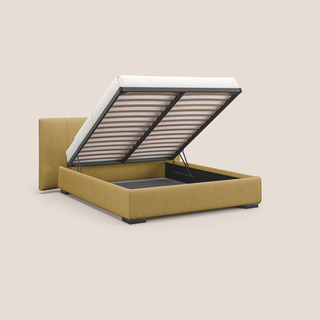 Omero letto imbottito contenitore sfoderabile in tessuto fiammato impermeabile T14 giallo