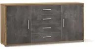 Madia 2 Ante 4 Cassetti 174x84x41 cm Noce Stelvio/Ossido Nero