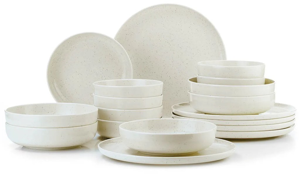 Set tavola crema puntinato 18 pezzi in porcellana
