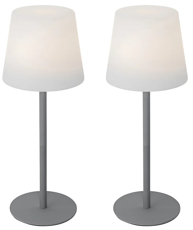 Set di 2 lampade da tavolo ricaricabili grigie 40 cm IP54 - Jude