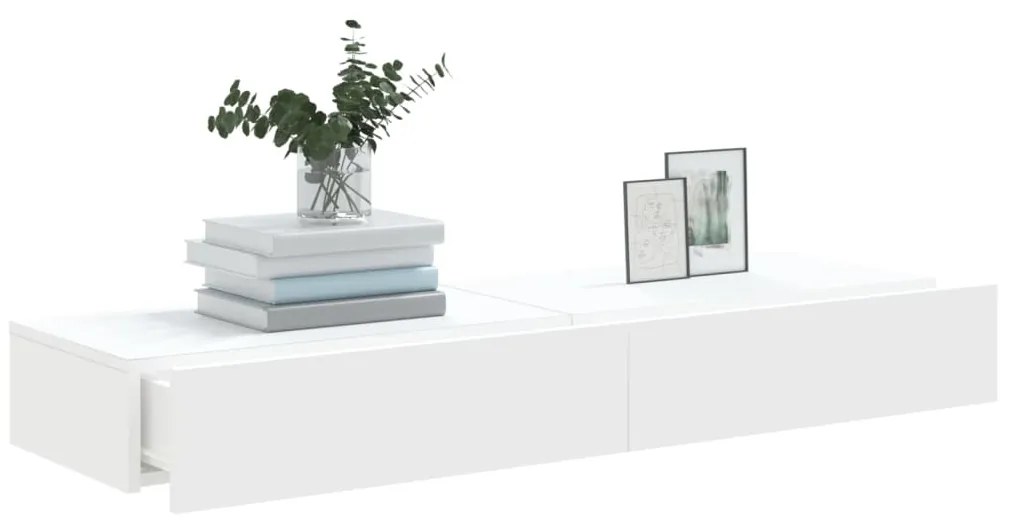 Mobili porta tv con luci led 2pz bianchi 60x35x15,5 cm